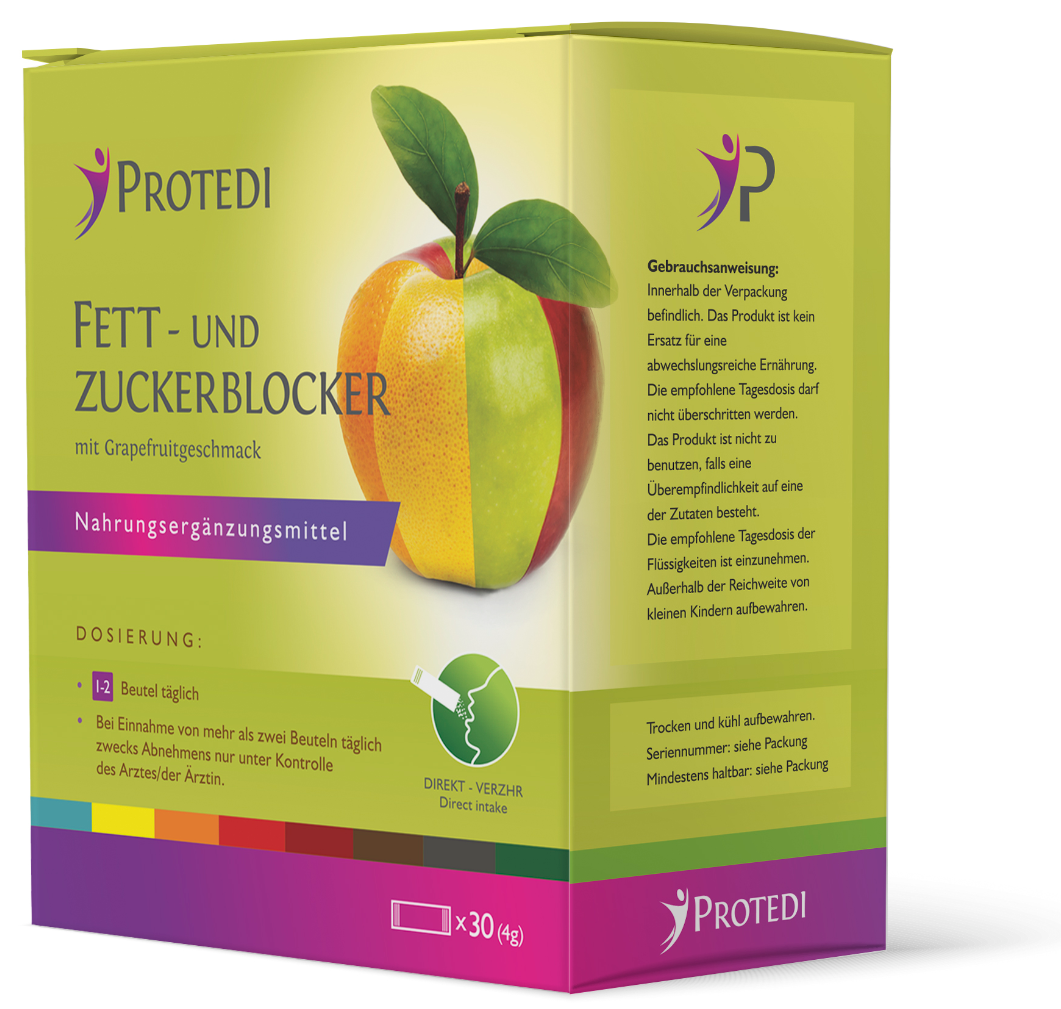 Protedi Fett- und Zucker-Blocker, 30 Portionsbeutel à 4 g, Grapefruitgeschmack