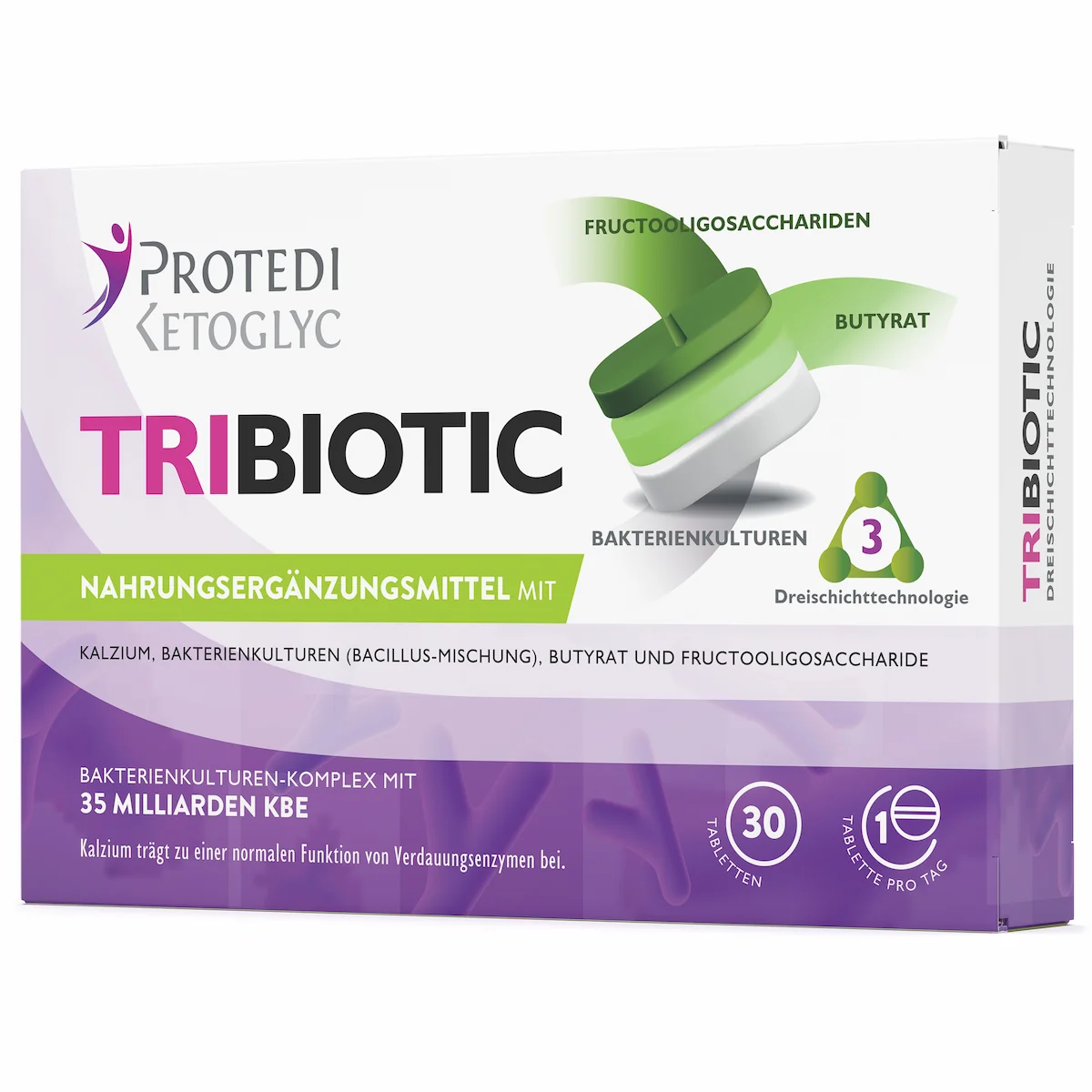 Protedi Ketoglyc Tribiotic – 3-in-1 Darmflora-Formel, 30 Tabletten