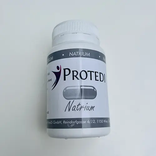 Protedi Natrium - unterstützt Wasser‑ und Elektrolythaushalt, Muskelfunktion und Nervenaktivität – ideal ergänzt zur Protedi-Ketoglyc‑Diät. 